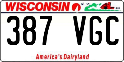 WI license plate 387VGC