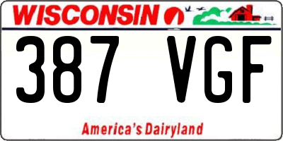WI license plate 387VGF