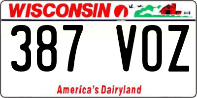 WI license plate 387VOZ