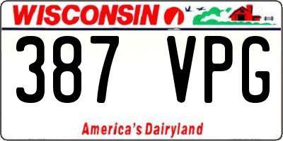 WI license plate 387VPG