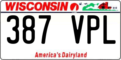 WI license plate 387VPL