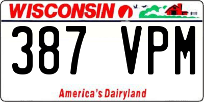 WI license plate 387VPM