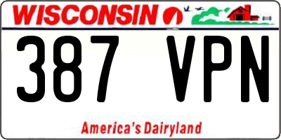 WI license plate 387VPN