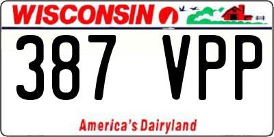 WI license plate 387VPP