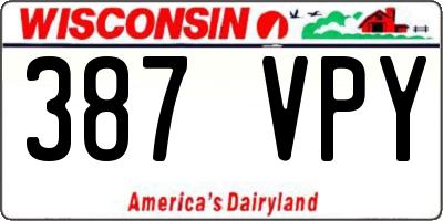 WI license plate 387VPY