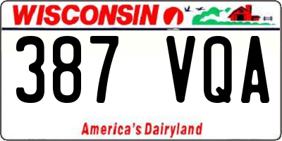 WI license plate 387VQA