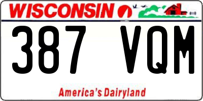 WI license plate 387VQM