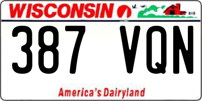 WI license plate 387VQN