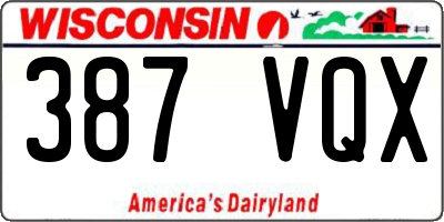 WI license plate 387VQX