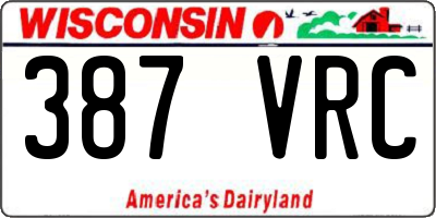 WI license plate 387VRC