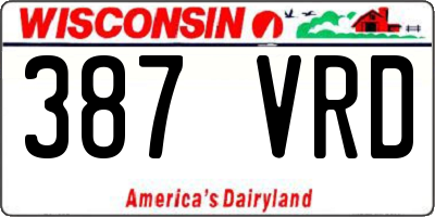 WI license plate 387VRD