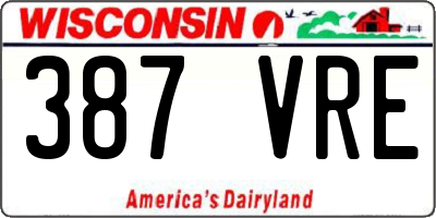 WI license plate 387VRE