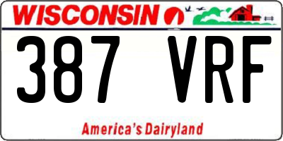 WI license plate 387VRF