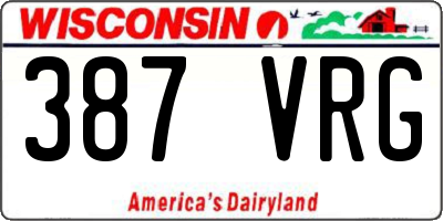 WI license plate 387VRG