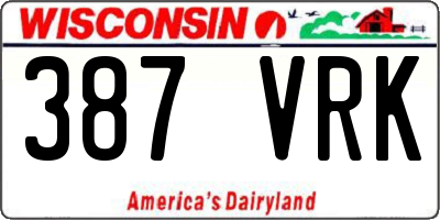 WI license plate 387VRK