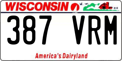 WI license plate 387VRM