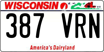 WI license plate 387VRN