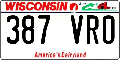 WI license plate 387VRO