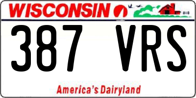 WI license plate 387VRS