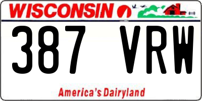 WI license plate 387VRW