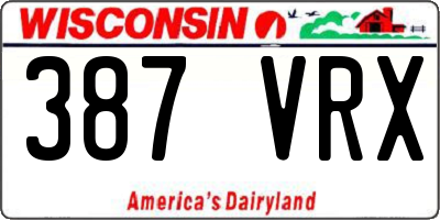 WI license plate 387VRX
