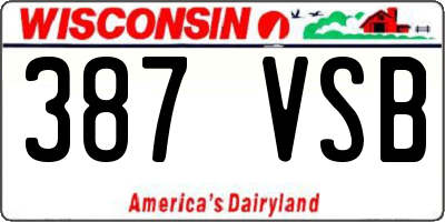 WI license plate 387VSB