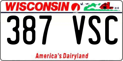 WI license plate 387VSC