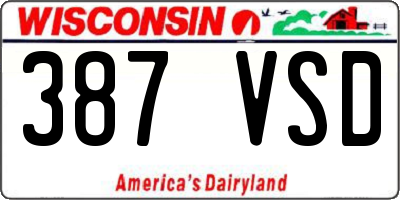 WI license plate 387VSD