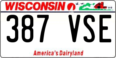 WI license plate 387VSE