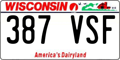 WI license plate 387VSF