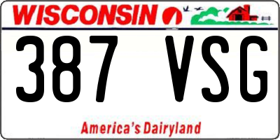WI license plate 387VSG