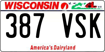 WI license plate 387VSK