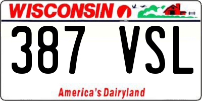 WI license plate 387VSL