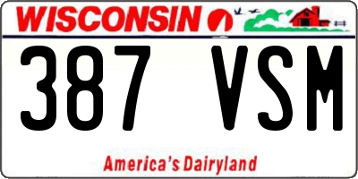 WI license plate 387VSM