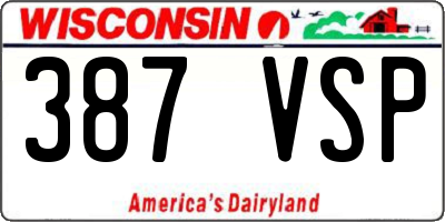 WI license plate 387VSP