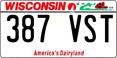 WI license plate 387VST