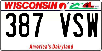 WI license plate 387VSW