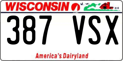 WI license plate 387VSX
