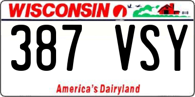 WI license plate 387VSY