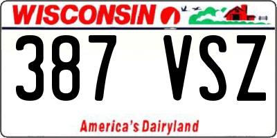 WI license plate 387VSZ