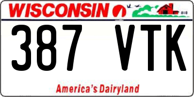 WI license plate 387VTK