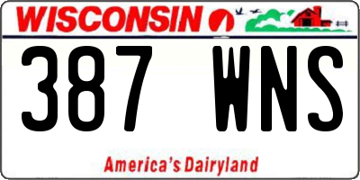 WI license plate 387WNS