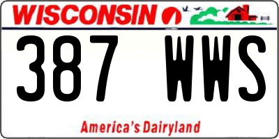 WI license plate 387WWS