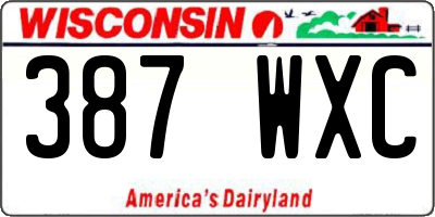 WI license plate 387WXC