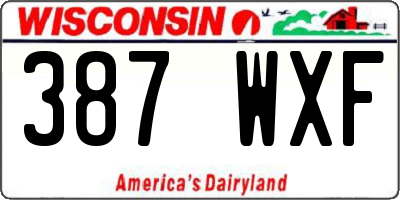 WI license plate 387WXF