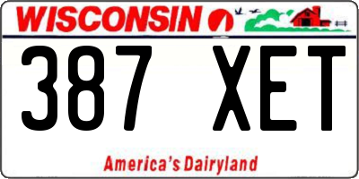 WI license plate 387XET