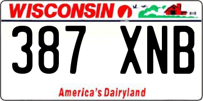 WI license plate 387XNB