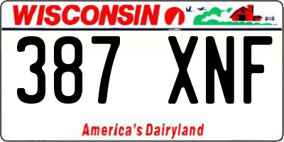 WI license plate 387XNF
