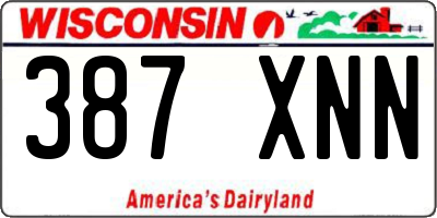 WI license plate 387XNN