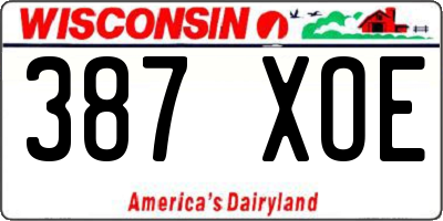 WI license plate 387XOE